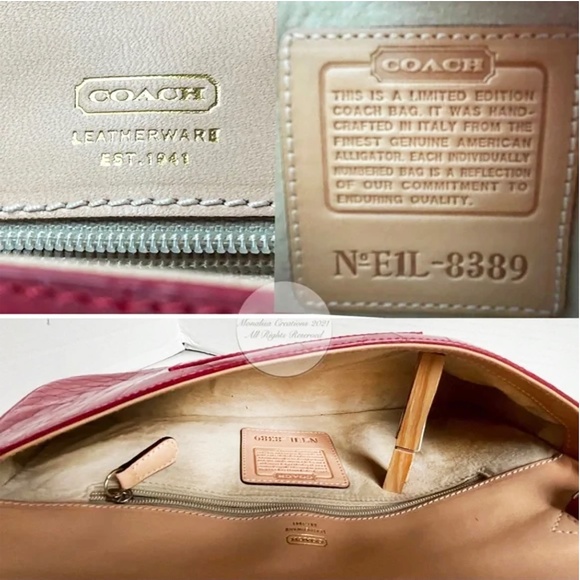 Coach Alligator Clutch Bag #8389 Italy Limited Edition Red Genuine Alligator HTF - Picture 9 of 13